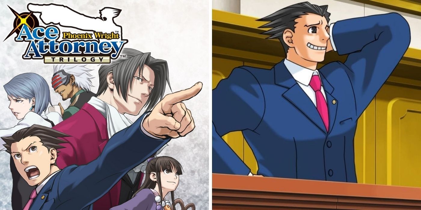 Ace Attorney Trilogy Cover Art With Phoenix Wright Guilty In The Courtroom