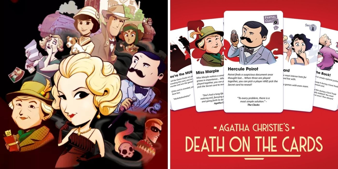 Agatha Christie Death On The Cards Cover Art and Example Of Detective Cards