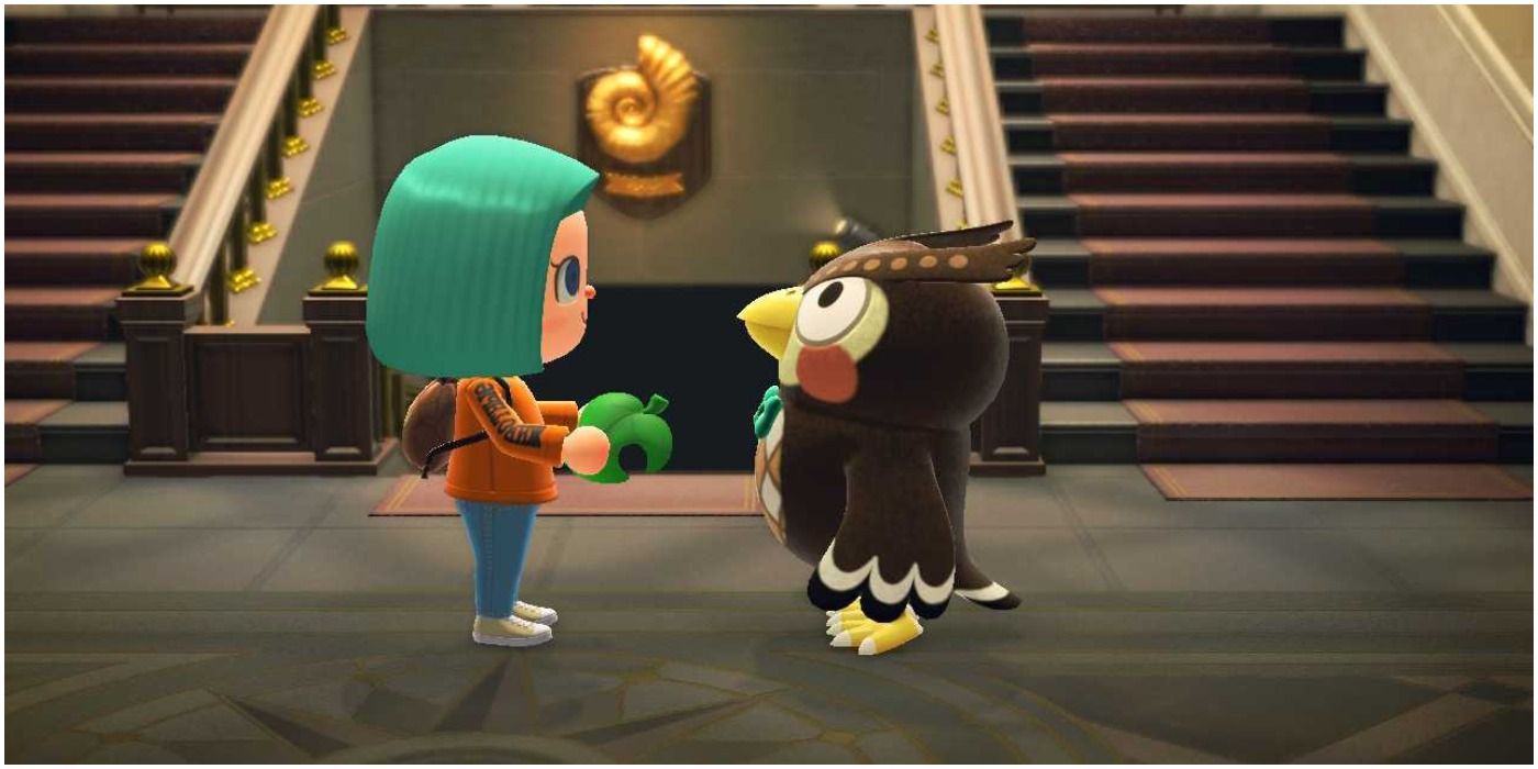 Animal Crossing New Horizons Stamp Rally Blathers Handing Over Memento