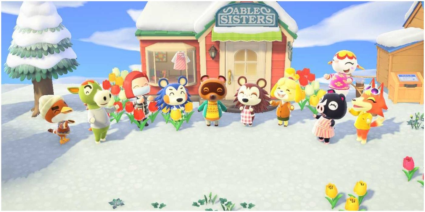Animal Crossing New Horizons Villagers Gathering Outside Tailors