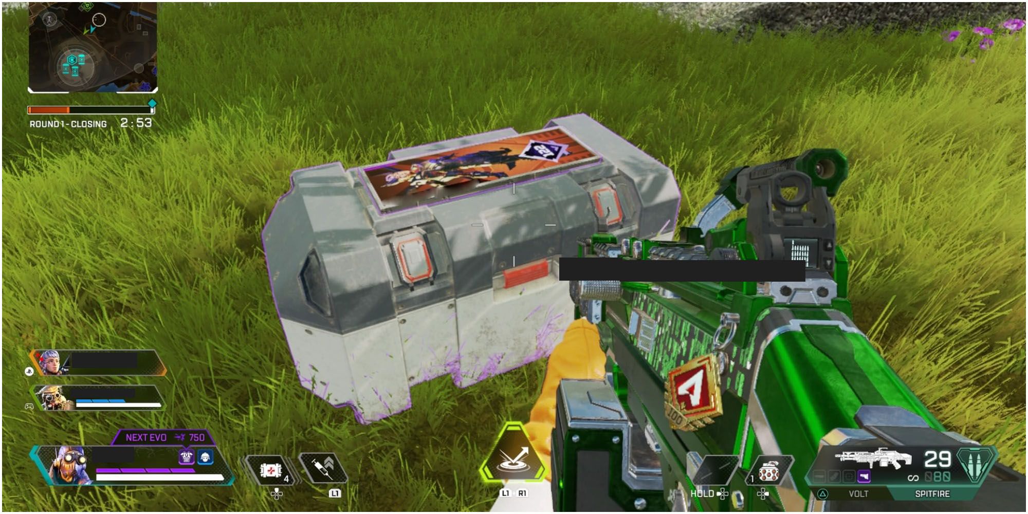Character looks at a death box on the ground in Apex Legends