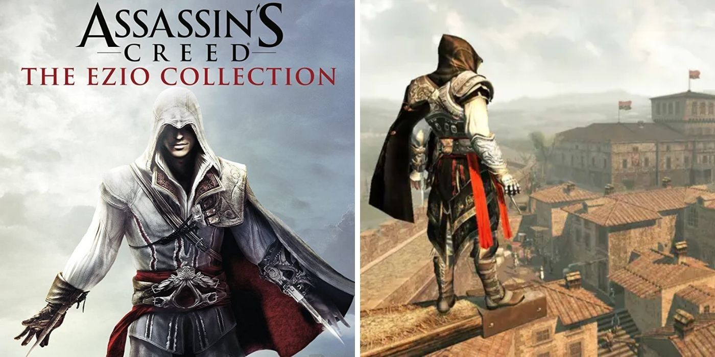 Assassins' Creed The Ezio Collection and shot of Ezio on roof