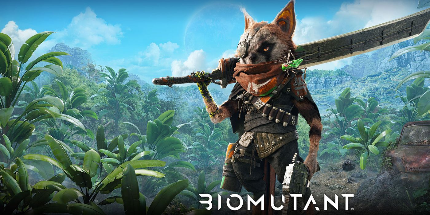Biomutant Wallpaper, showing an anthropomorphic animal in post apocalyptic gear