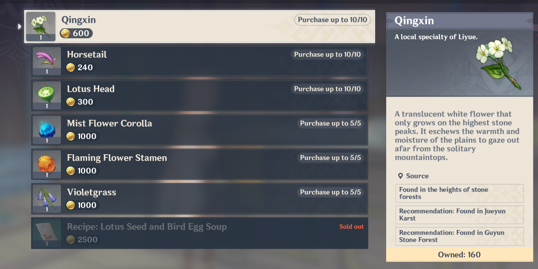 Genshin Impact Qingxin Locations And Farming Routes