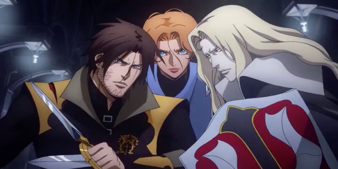 Alucard, Sypha, and Trevor from the Castlevania Anime