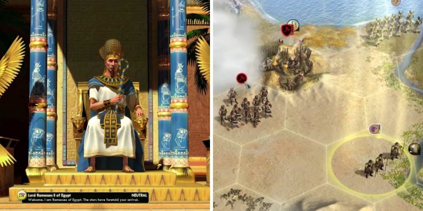 Civilization V with Ramesses II and the map