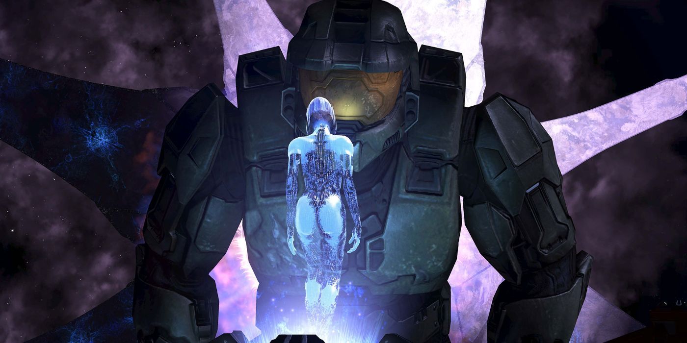 The ending of Halo 3, in which John looks to Cortana as the Halo ring detonates.