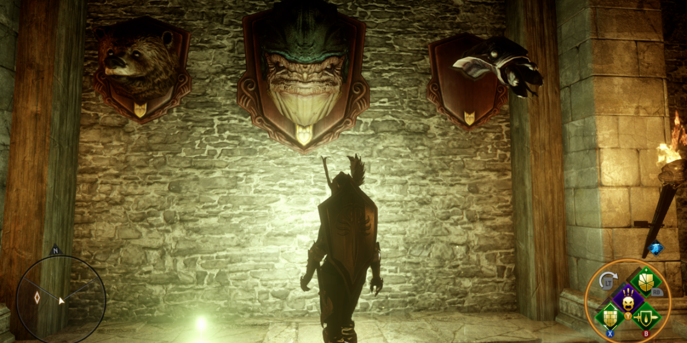 A krogan head bust displayed along with other busts of beasts in DAI