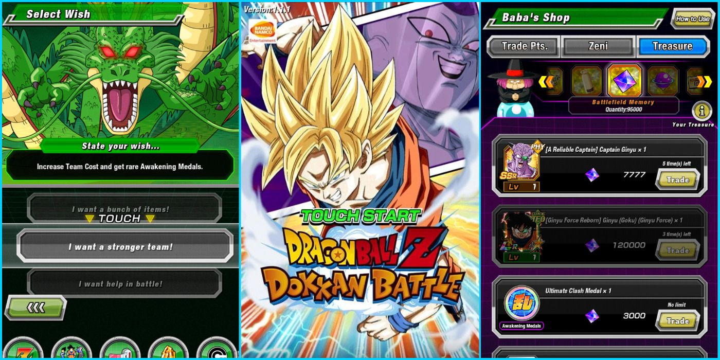Dragon Ball Z Dokkan Battle Title Screen Shenron Baba Shop Battlefield Feature Image