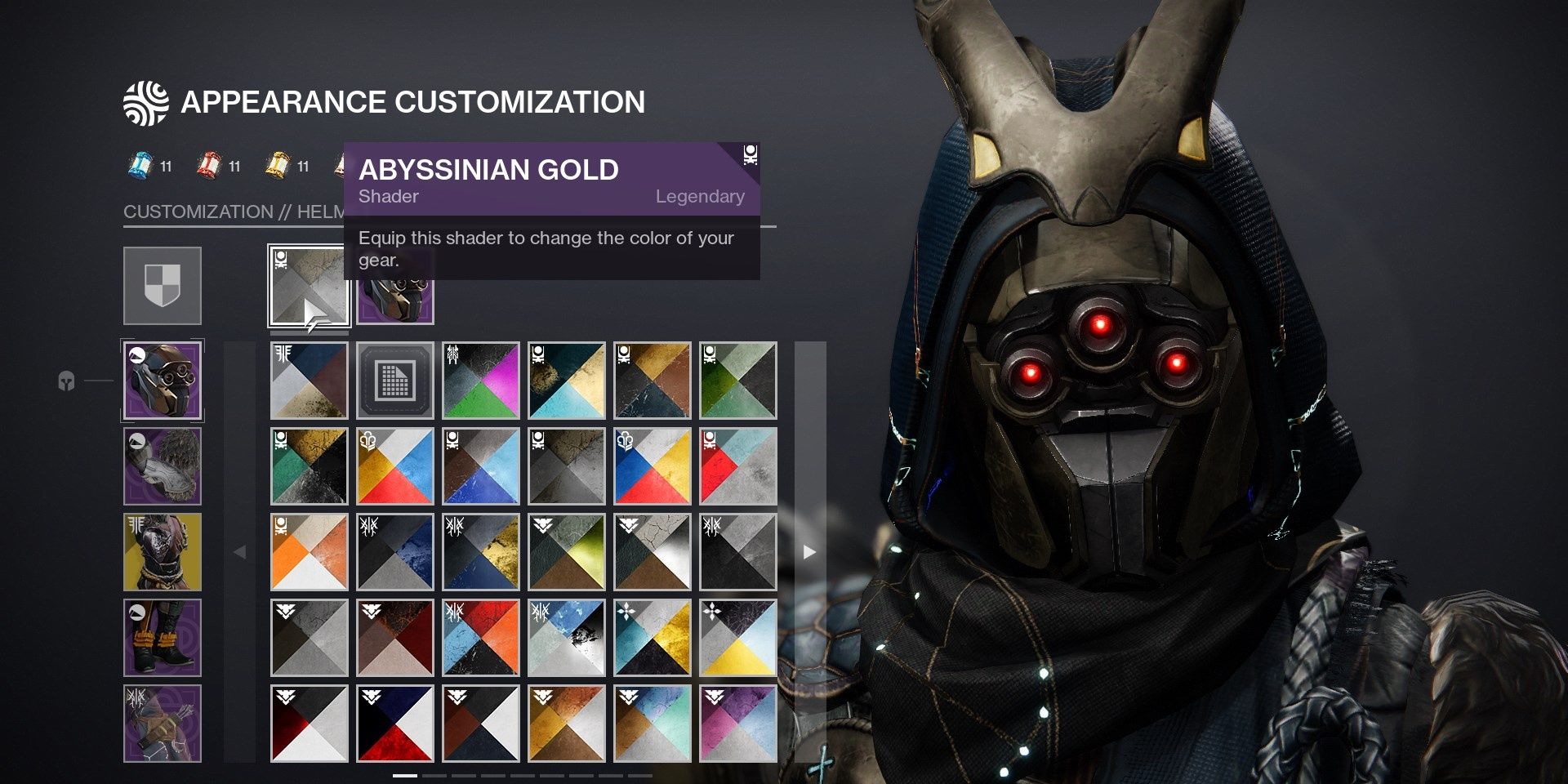 Destiny 2 Transmog Shader Submenu