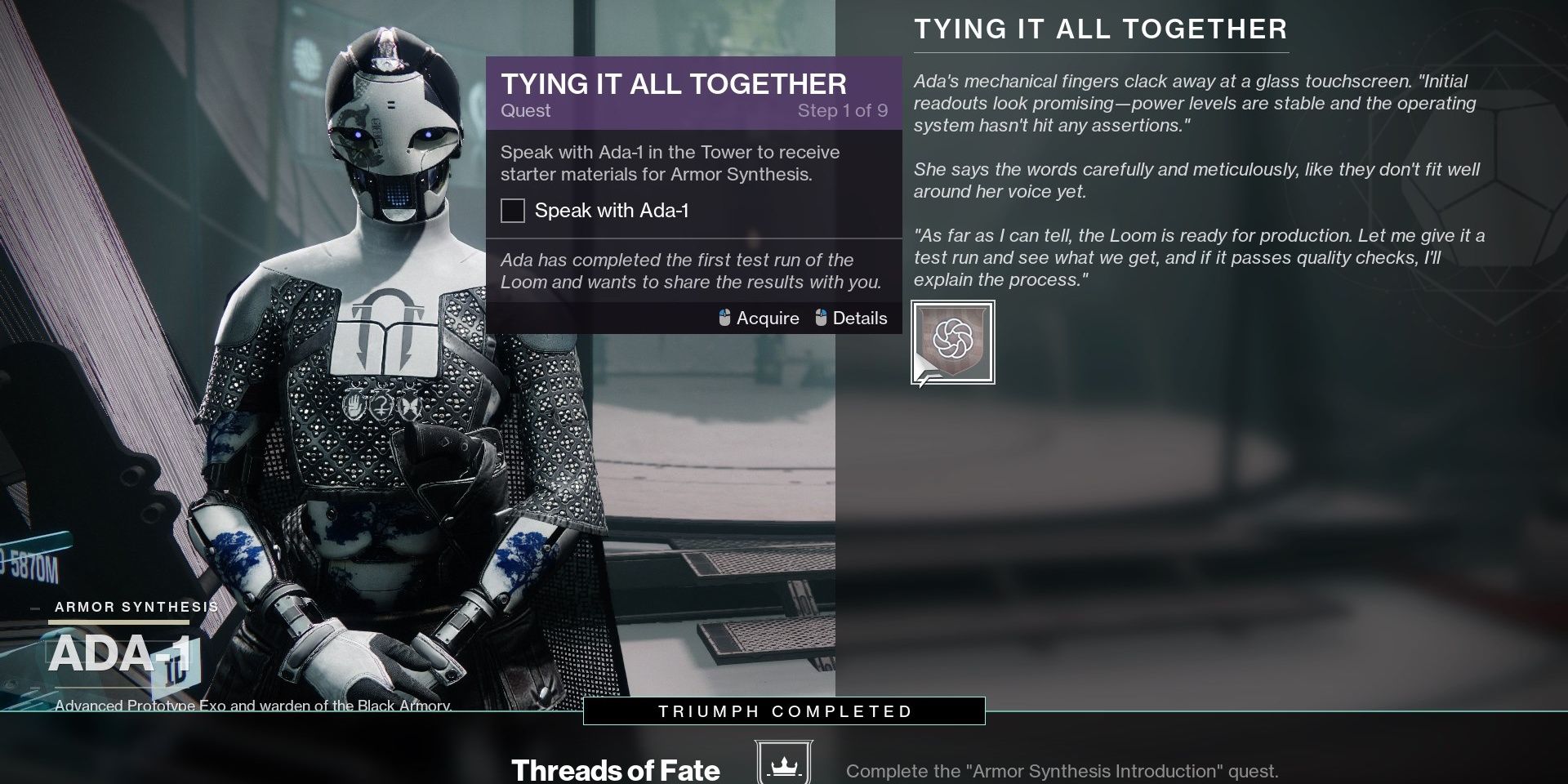 Destiny 2 Tying It All Together Step 1