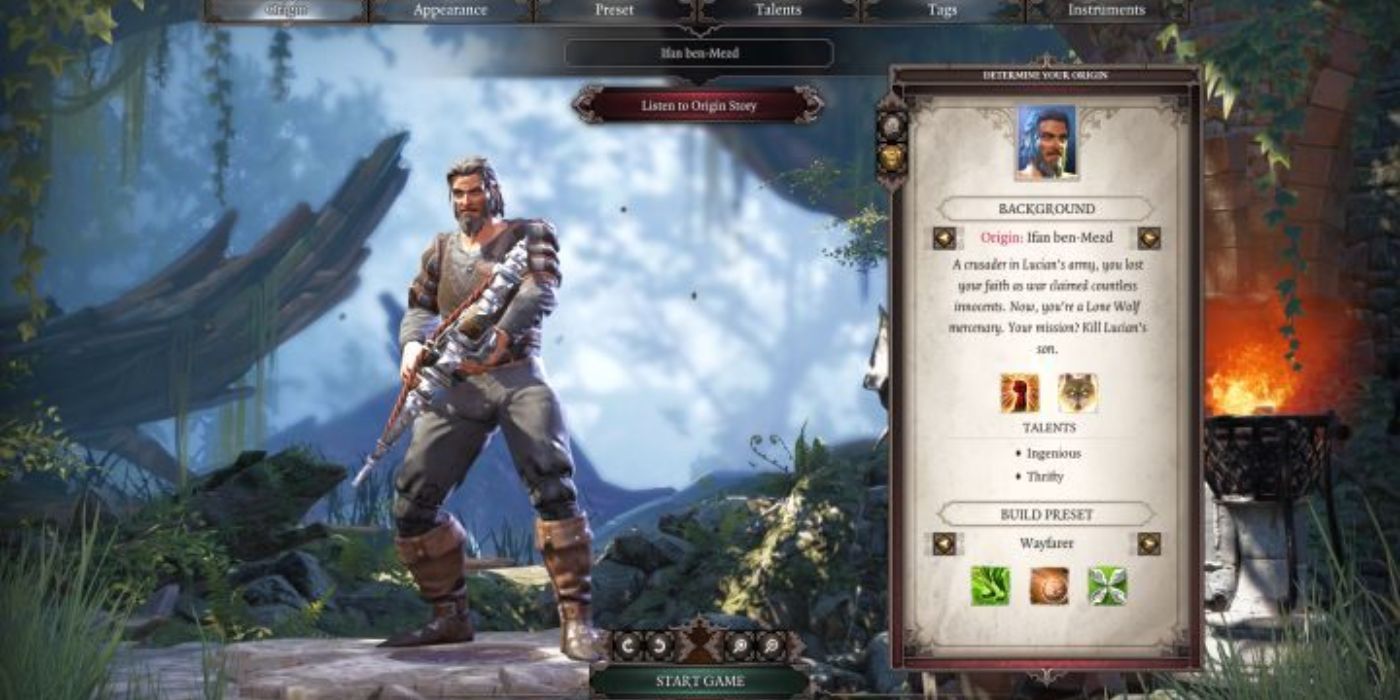 Divinity Original Sin 2 Ifan as a wayfarer in the character creation screen