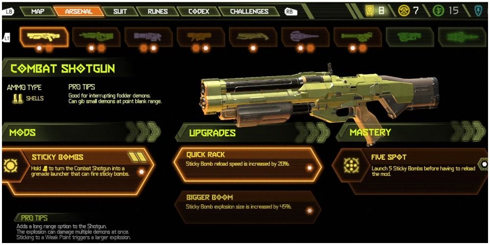 Doom Eternal Combat Shotgun Sticky Bombs Mods