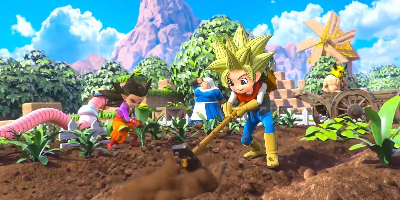 Dragon Quest Builders 2 Farming Cinematic Main Character Tilling Soil