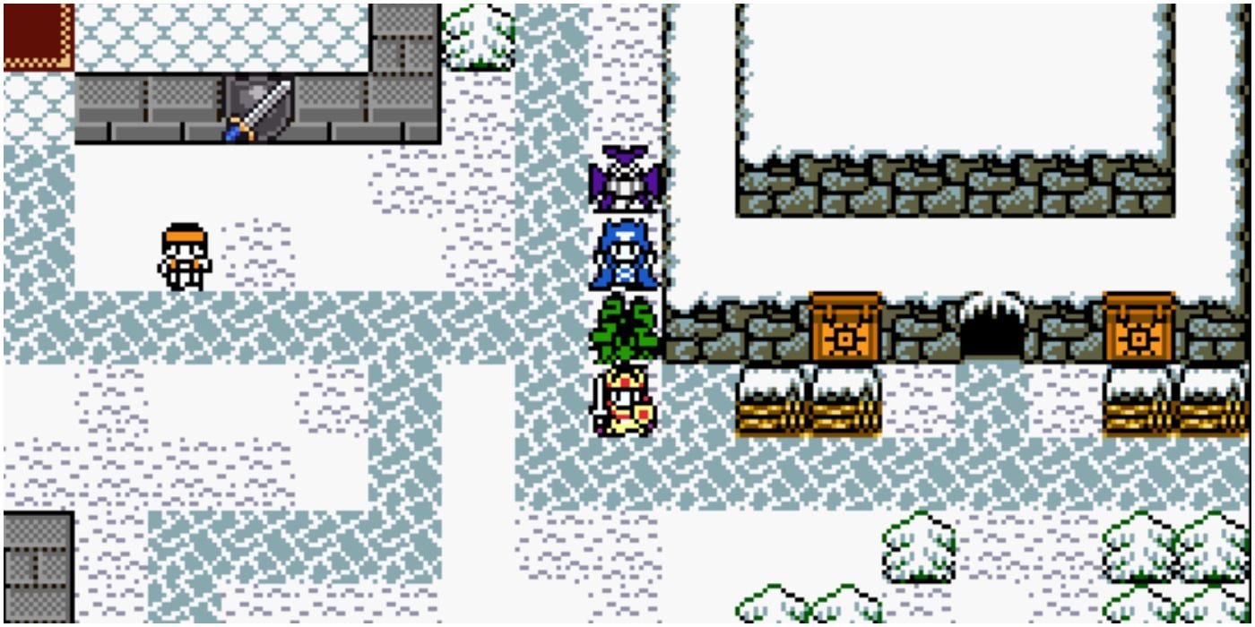 Dragon Quest Legacy of the Lost characters in a snowy town