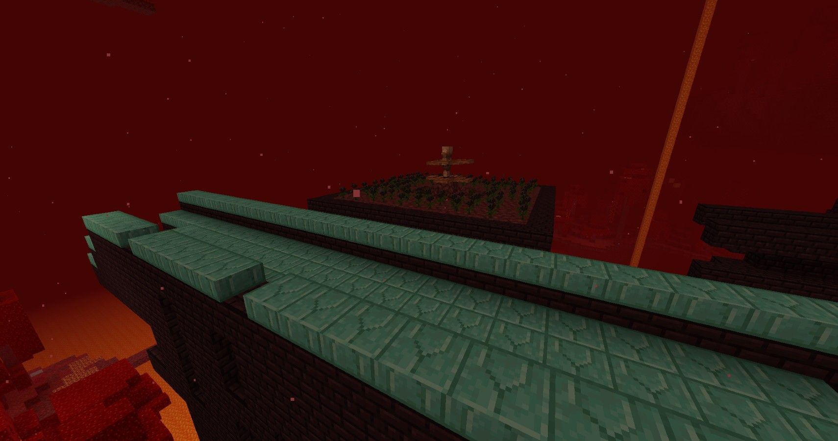 Minecraft Nether realm with slabs added to keep enemies from spawning