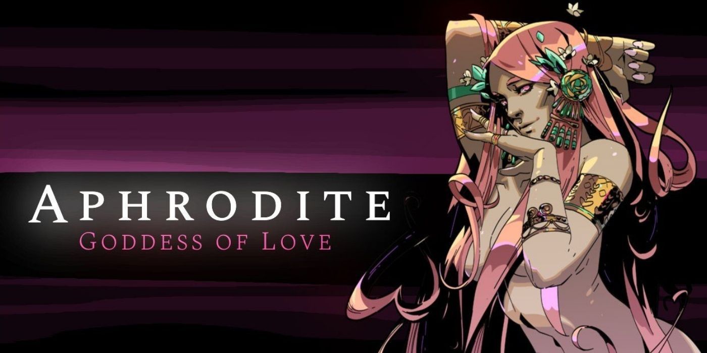 Hades - Aphrodite Introduction Card, Image of Aphrodite On Right With Text On Left