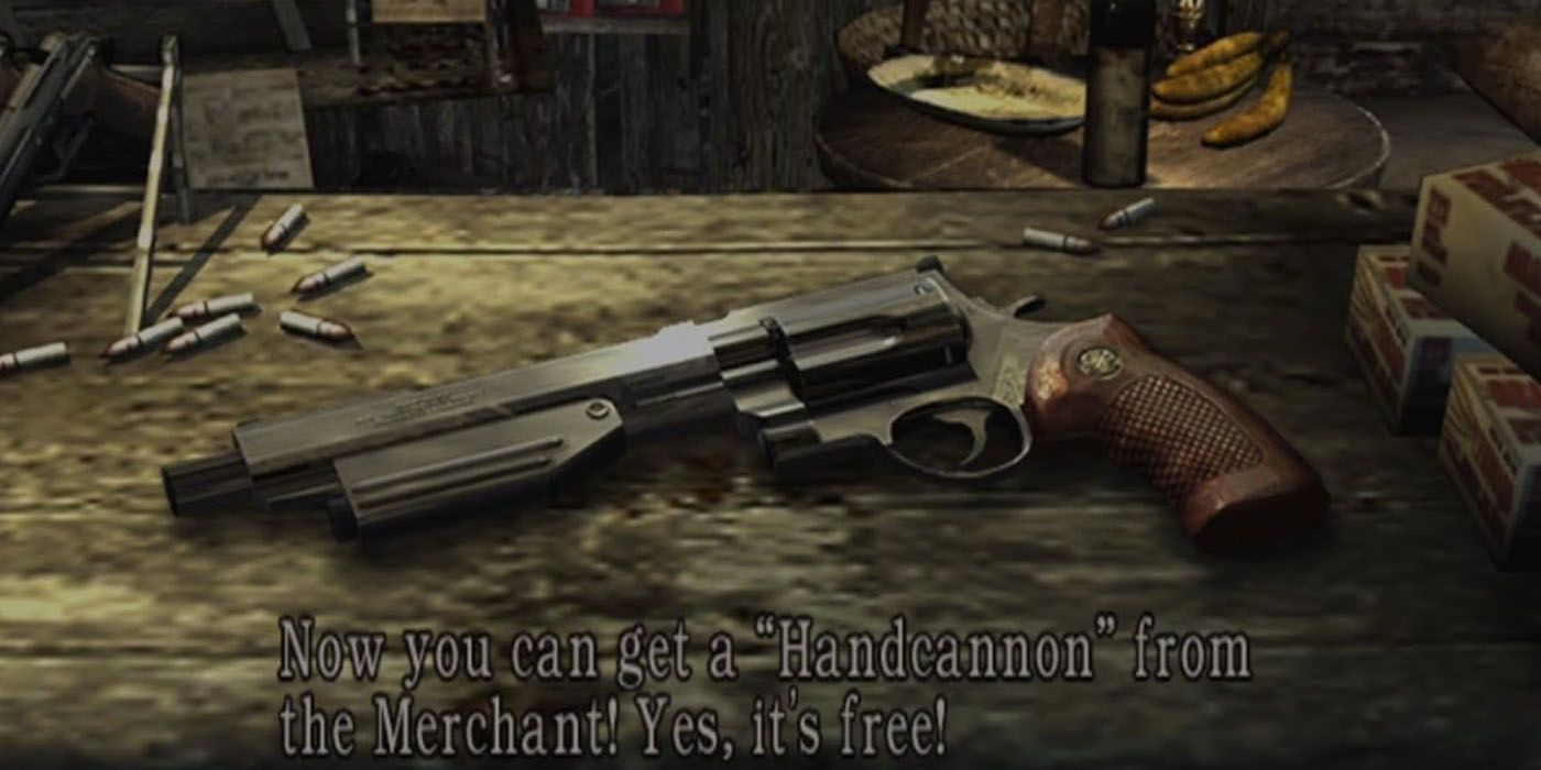 Handcannon screen once its unlocked in Resident Evil 4.