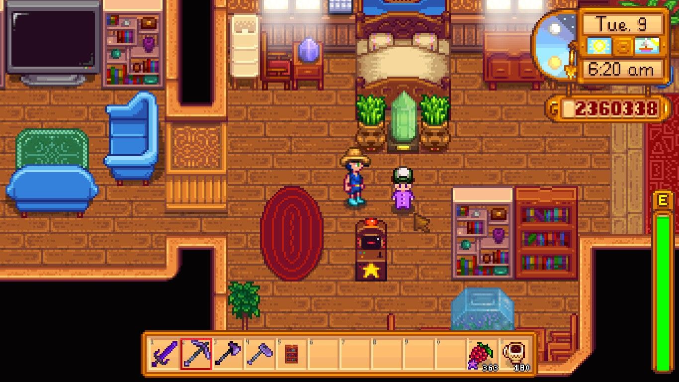 A child in stardew valley wearing a hat