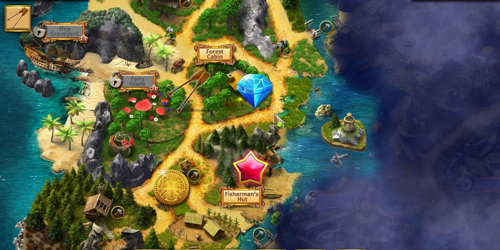The main map of Lost Lands: A Hidden Object Adventure