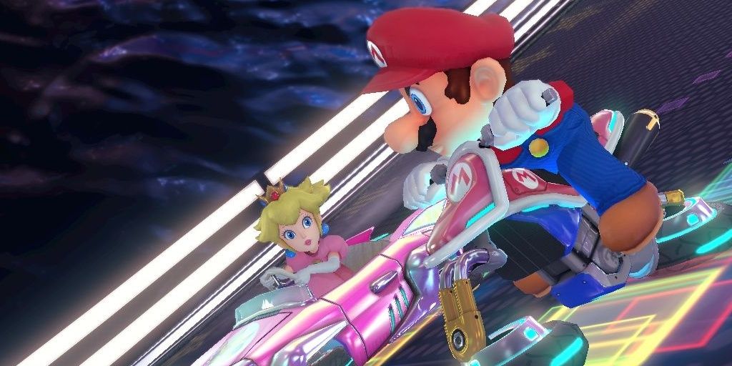 Mario Peach Screenshot Mario Kart Rainbow Road