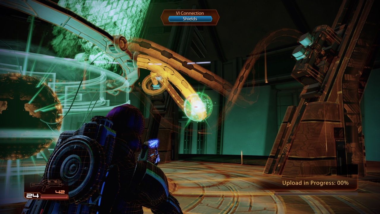 Mass Effect 2 Atlas Station, Shepard in the VI boss battle