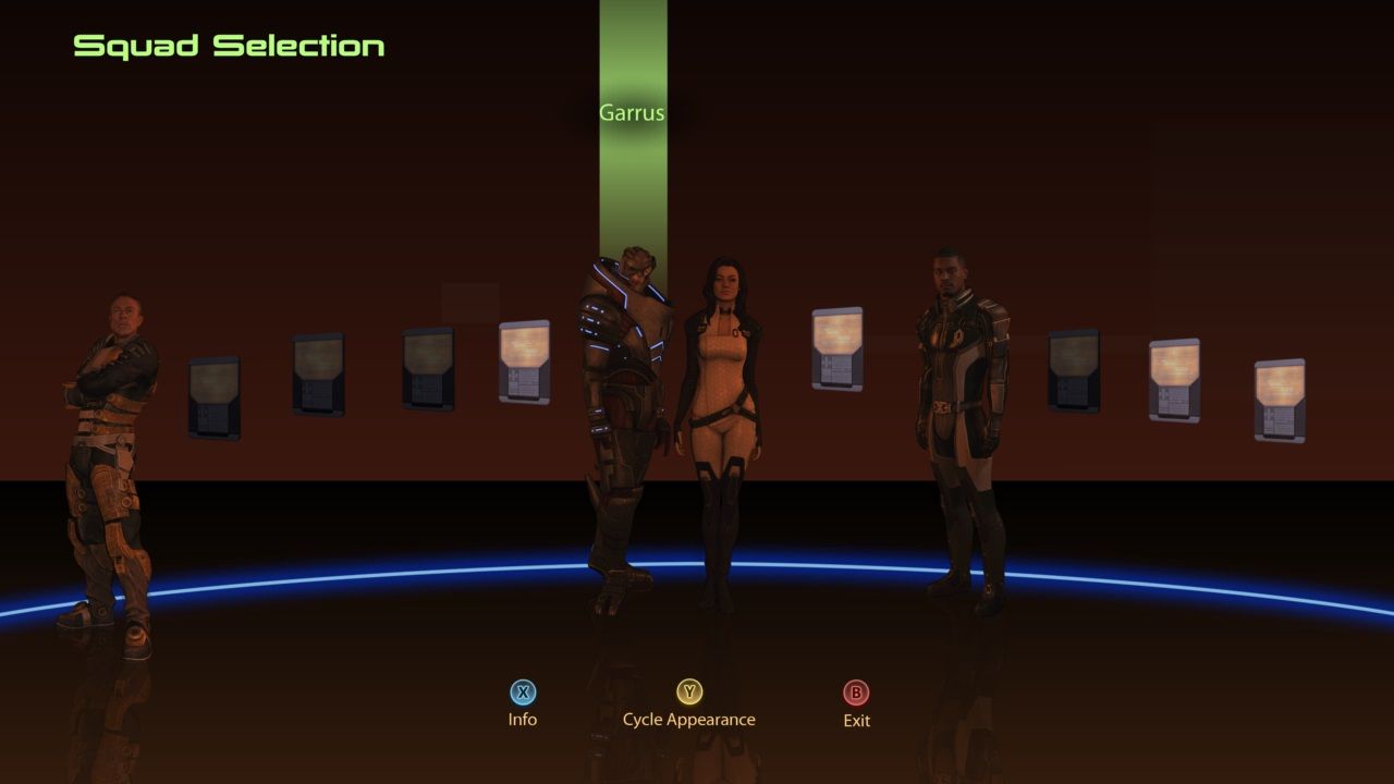Mass Effect 2 customizing squad's appearance