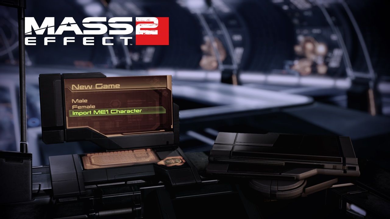 Mass Effect 2 - The menu with the import ME1 Character option selected.