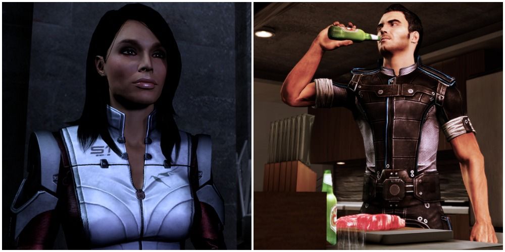 A split image of Ashley and Kaidan from Mass Effect 3.