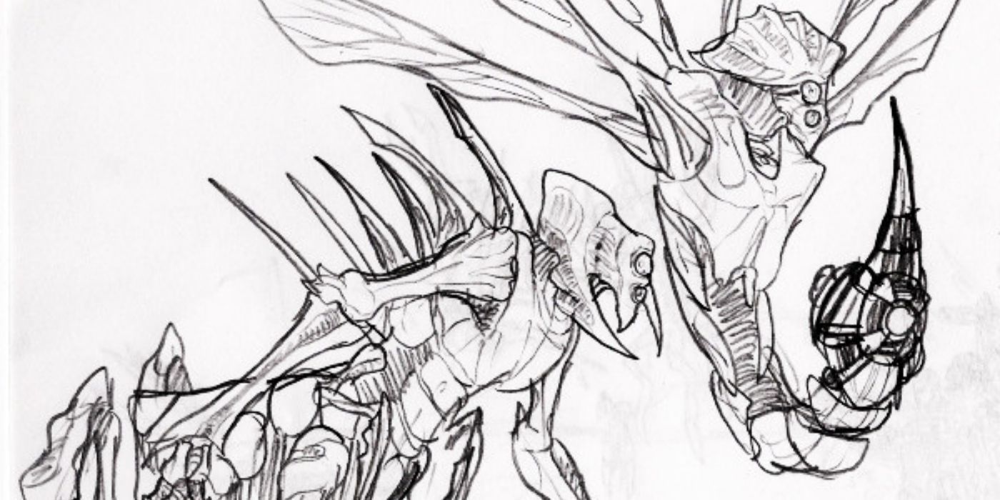 Mass Effect - Fan Concept Art of the Zeioph - Bug Creature Seen Standing on Legs and Flying With Stinger