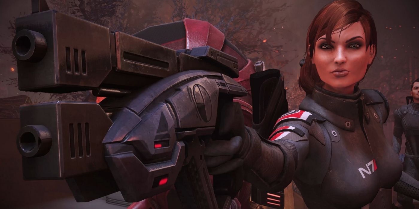 Mass Effect Legendary Edition Default FemShep Pointing A Pistol