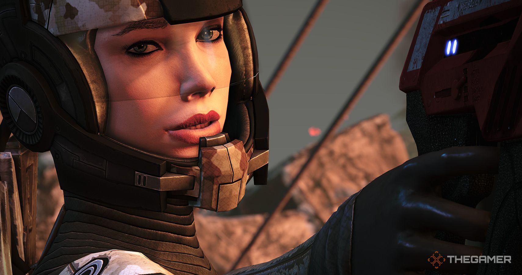 Mass Effect Legendary Edition, Female Shepard Looking At Someone