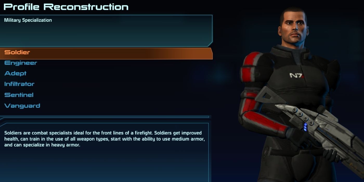 Mass Effect Legendary Edition Profile Reconstruction Menu, Male Shepard On Right, Text On Left