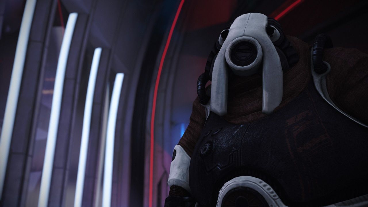 Mass Effect Legendary Edition Schells the Gambler cutscene with Doran