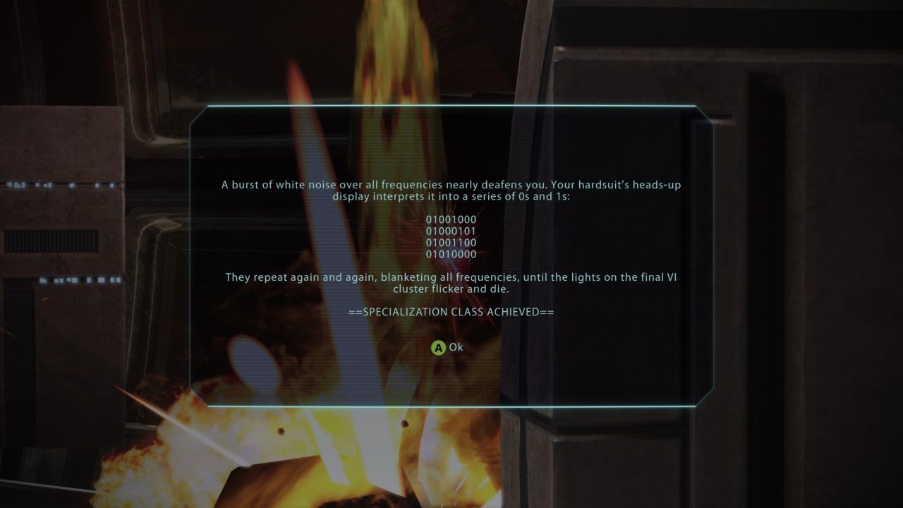 Mass Effect Rogue VI specialization class achieved message