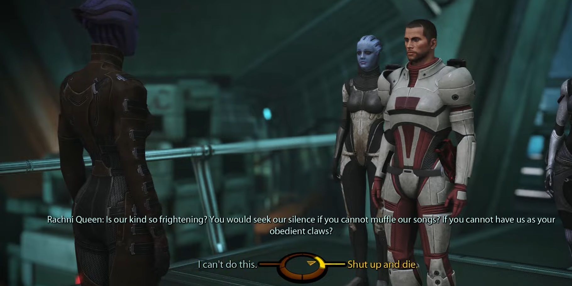 Mass Effect - Shepard decides to kill the rachni queen