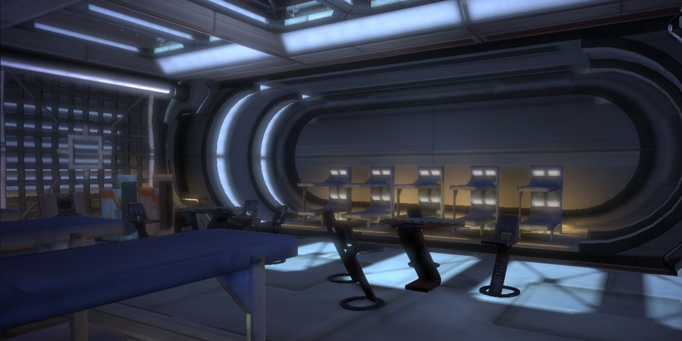 Mass Effect UNC Lost Freighter Assignment - Shot of the crew quarters completely empty onboard