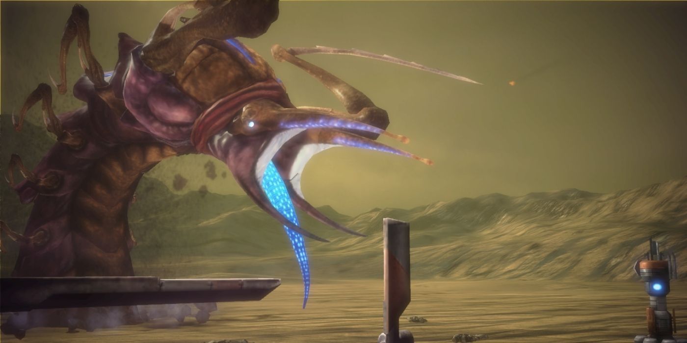 Mass Effect UNC Missing Marines - Image of a Thresher Maw emerging from a planet