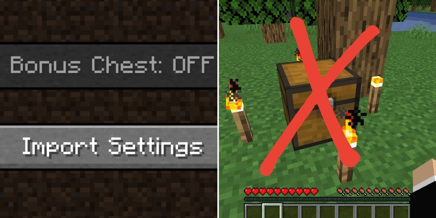 Minecraft: Hardcore mode bonus chest toggle greyed out - The bonus chest in game crossed out