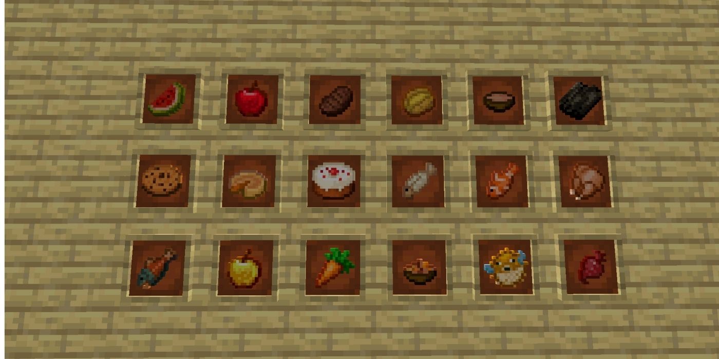 Minecraft: Portraits of various foods in the game