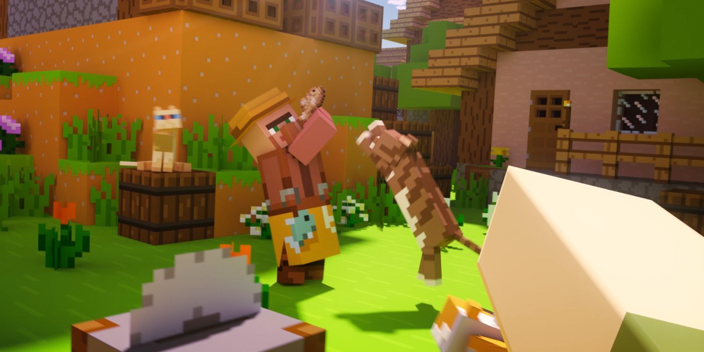 Minecraft villager fights cat in official trailer 1.14