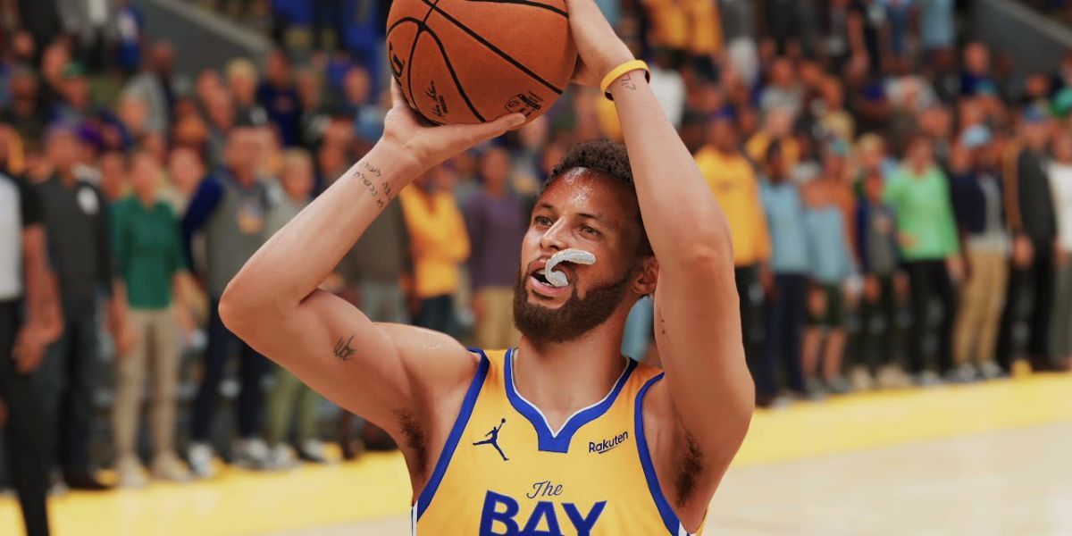 Steph Curry NBA 2K21 Shooting A Basketball