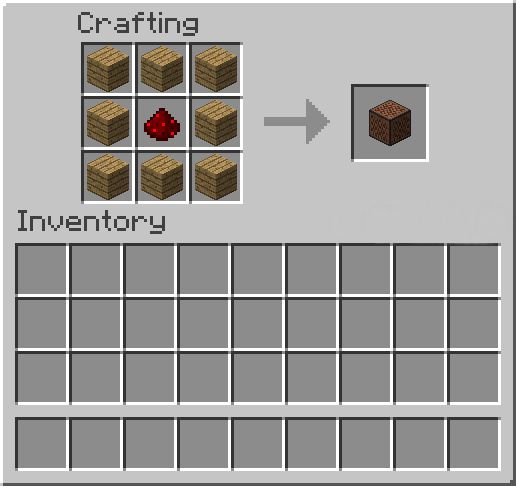 The recipe to make Note Blocks in Minecraft