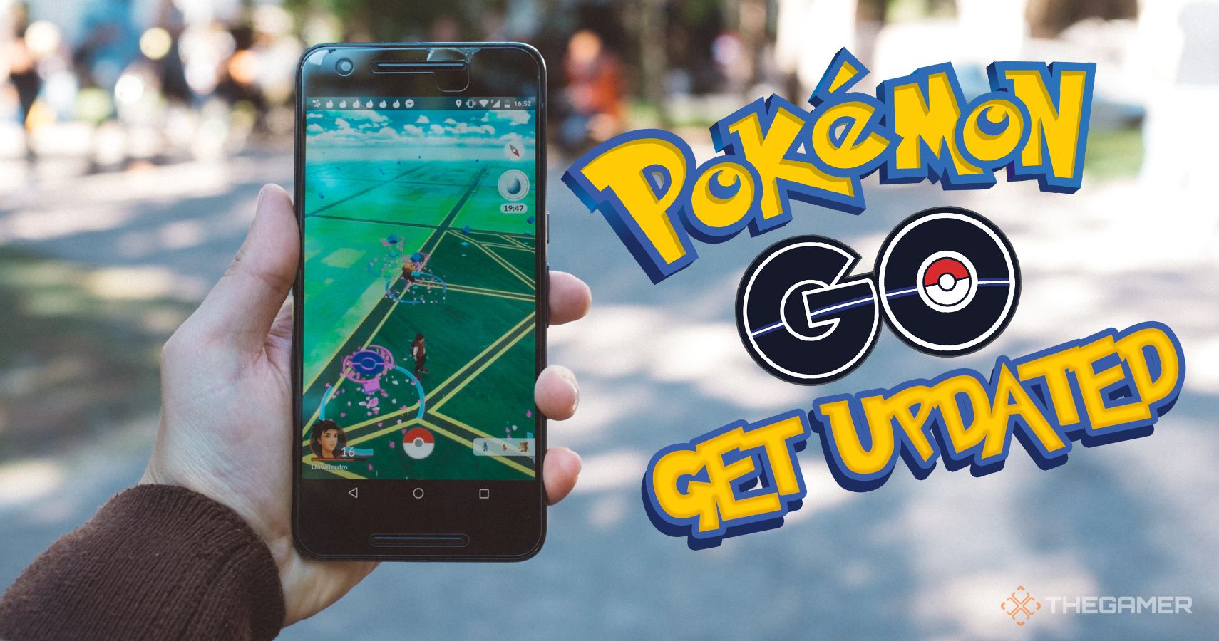 Pokemon go Get Updated written next to a phone