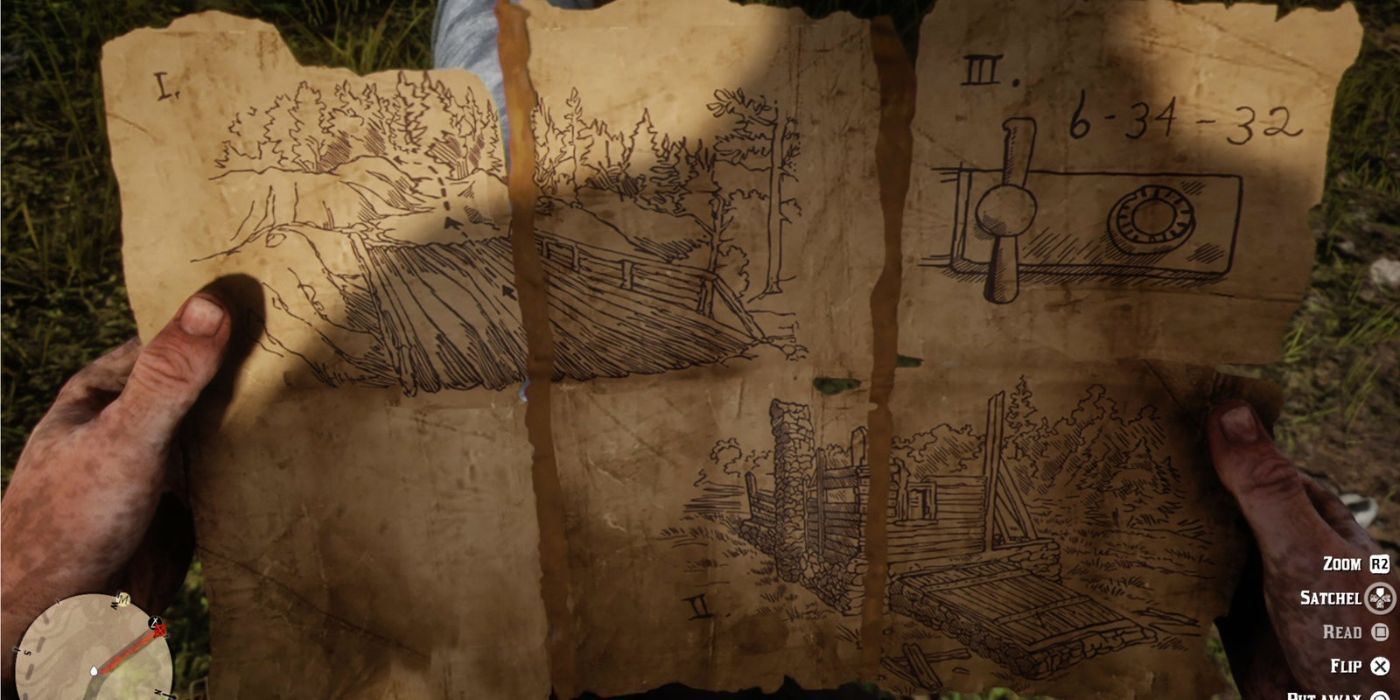 The three map clues from each body site's location put together, pointing to a ruined cabin in the woods