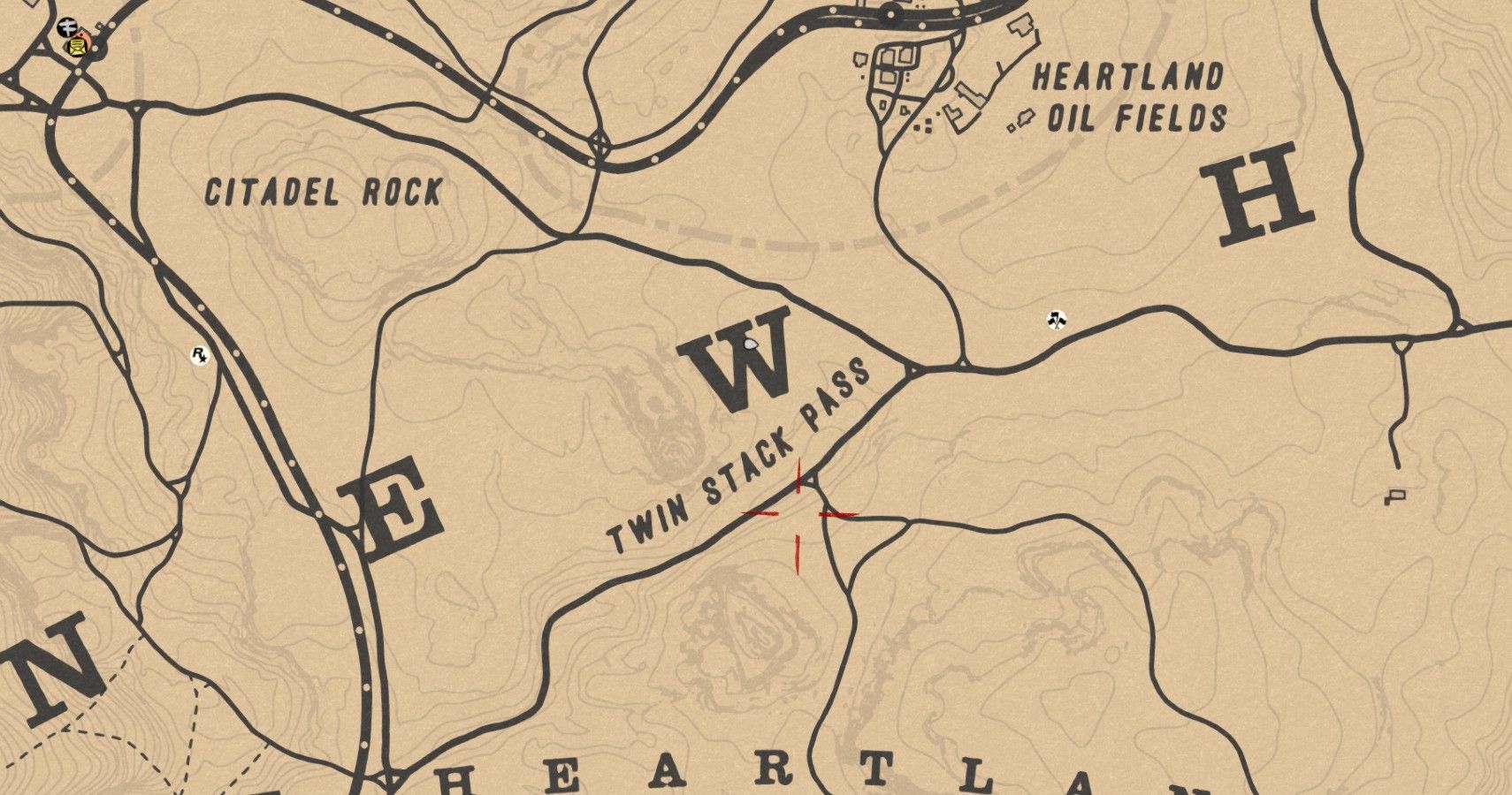 Twin Stack Pass map location red dead online