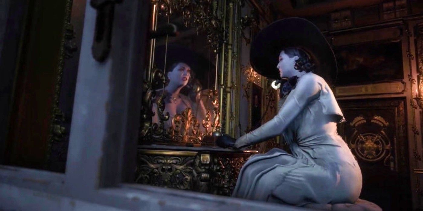 Lady Dimitrescu in mirror Resident Evil Village