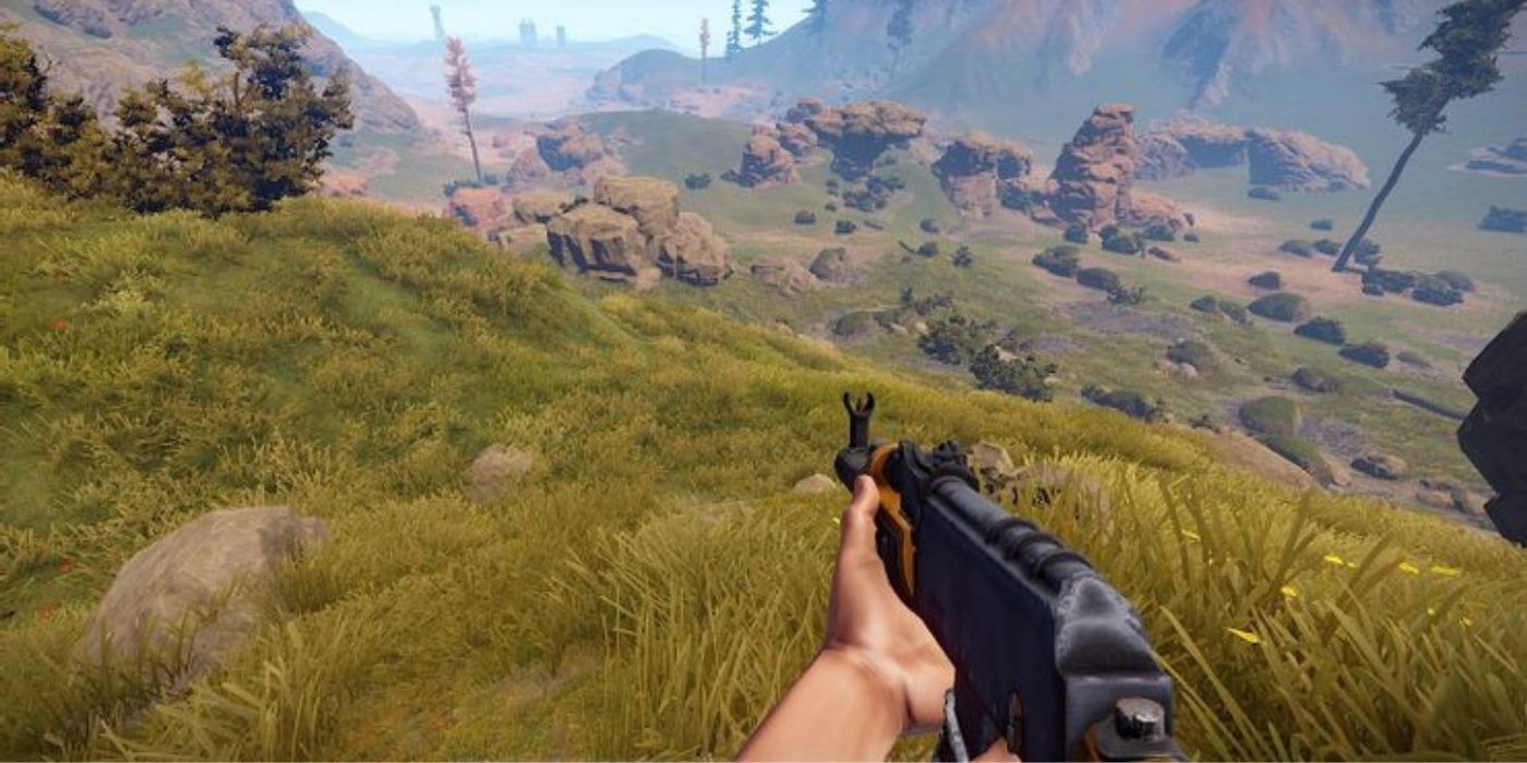 Rust - Player using an Assault Rifle