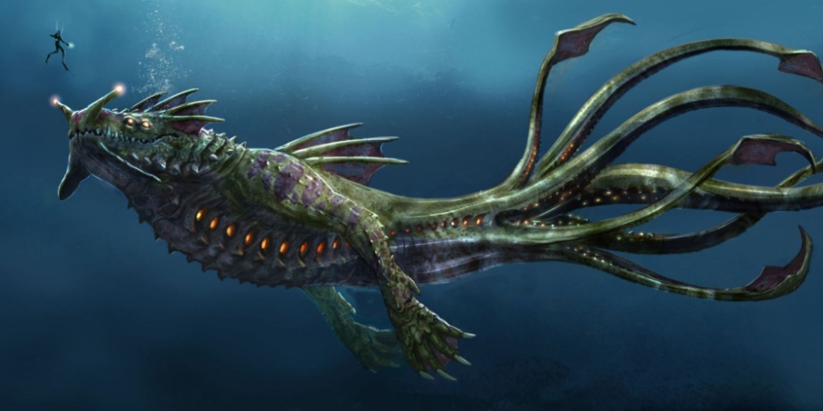 Sea Dragon Concept art, next to player for scale