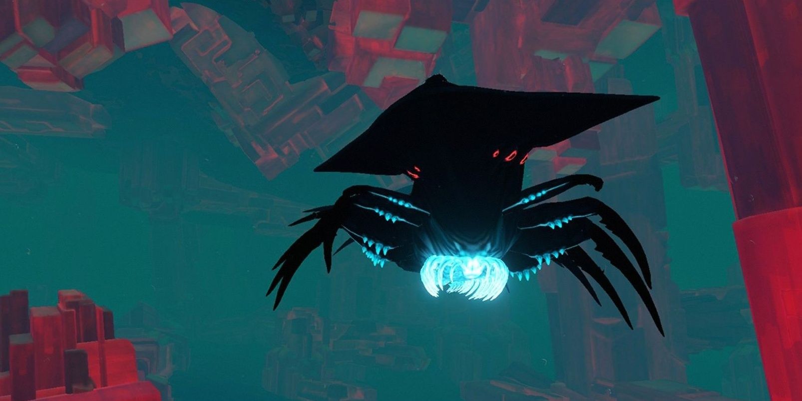 A Shadow Leviathan in the Fabricator Caverns, in mid-charge animation